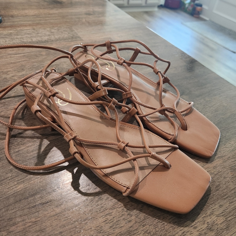Sam Edelman Tan Strappy Gladiator Sandals Leather Sz 7.5